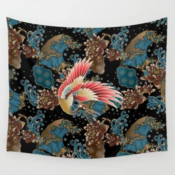 

cranes and waves Wall Tapestry Cover Beach Towel Throw Blanket Picnic Yoga Mat Home Decoration