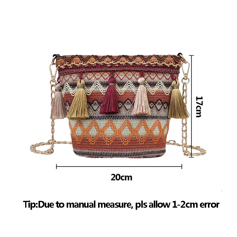 Summer Women Tassel Casual Straw Bags INS Popular Female Handbag Fashion Lady Chains Shoulder Bag Holiday Weave Crossbody SS3288 (16)