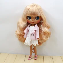 Заводская шарнирная кукла blyth neo 230BL22403139 золотой микс волнистые волосы темная кожа с челкой/бахромой 1/6 30 см