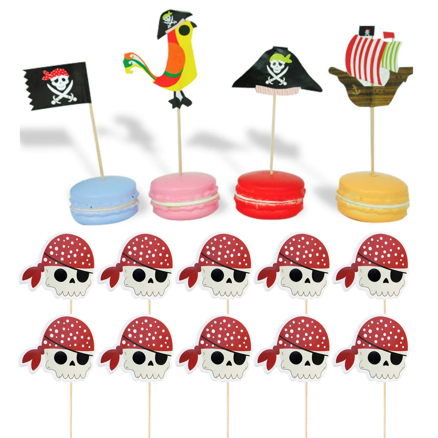 

Behogar 45pcs Pirate Cupcake Toppers Cake Picks Decorations for Pirate Theme Birthday Halloween Party Supplies