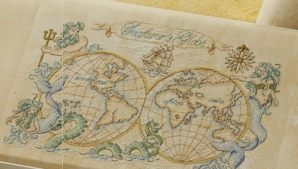 Map 4 counted cross stitch kits,DIY embroidery kits,package for cross