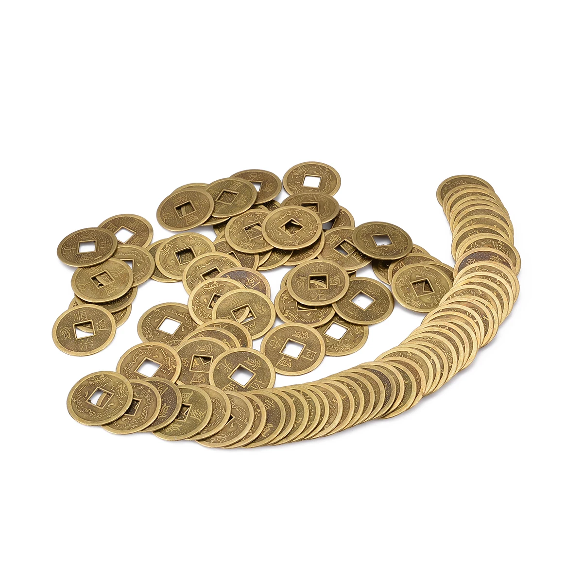100Pcs Zinc Alloy Lucky Fortune Feng Shui Antique Chinese Ancient Money Coin For Home Collection