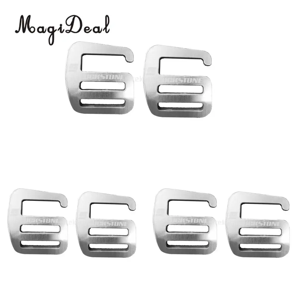 6pcs Metal G Hook Webbing Buckle Outdoor Carabiners Quick Release and Strong Alloy 25mm Silver