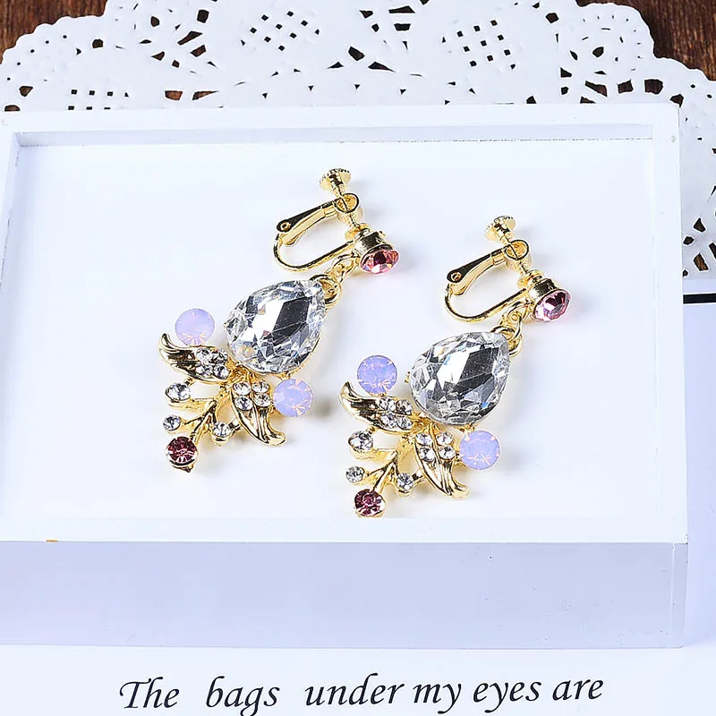 

High Quality Crystal Clip on Earrings for Women Clip Earrings without Piercing Clip on Earrings No Pierced Cuff Earrings Jewelry