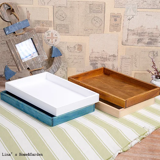 simple design vintage style rectangle wooden serving tray