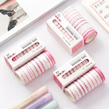 

10Pcs Vintage Feather Washi Tape Flower Masking Tapes Kawaii Adhesive Tape For Kids Scrapbooking DIY Photos Supplies Stationery