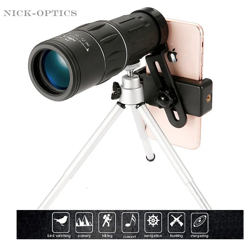 16x52 Binocular Monocular with Night Vision BAK4 Prism  Waterproof 