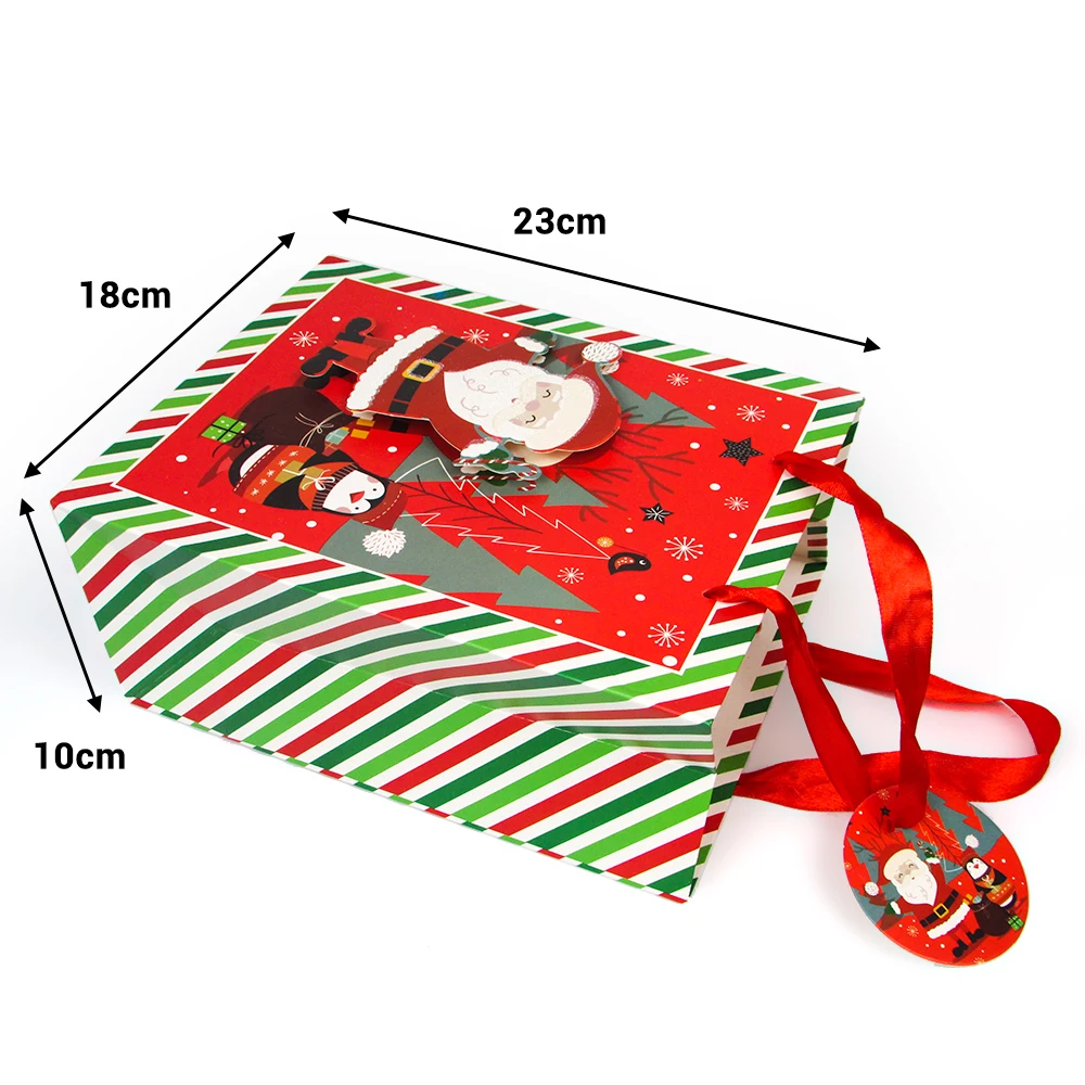 Полосатые рождественские подарочные сумки Санта-Клауса 3D наклейка для карт Снеговик Пингвин пакет сумка для бумажные соломинки для напитков упаковочная коробка