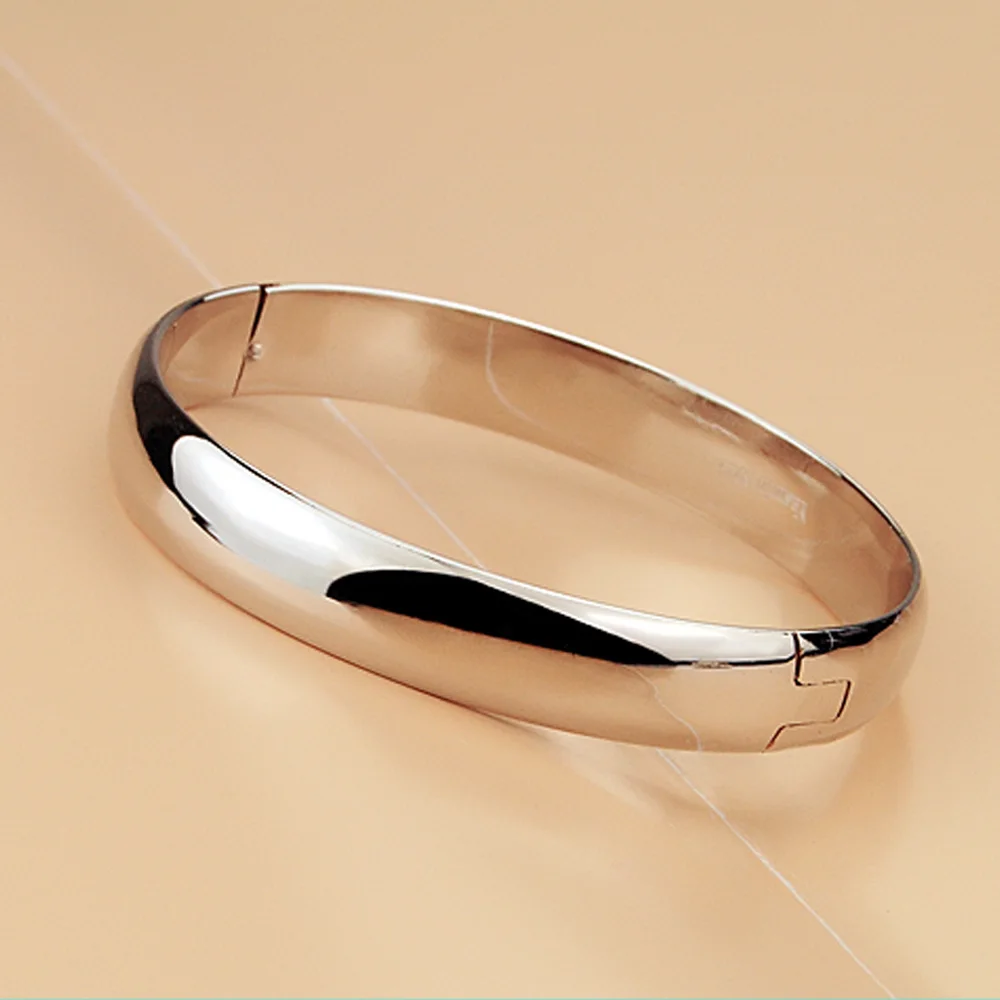 Koop 100% 925 Zilveren Armband Voor Women Minimalist 8mm10mm Glossy Armband Sterling Zilveren Armband Fijne Sieraden Kerstcadeaus