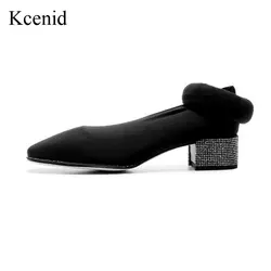 Kcenid/осенне-зимняя обувь с гибкой подошвой; женские облегающие гетры до бедра; модные сапоги выше колена на квадратном каблуке со стразами;