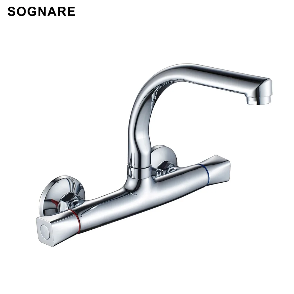 Wall Mounted Kitchen Faucet Chrome Zinc alloy 360 Rotate Swivel Single Hole Sink Kitchen Mixer Taps