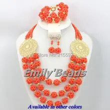 Африканский комплект ювелирных изделий костюма партии большой набор оранжевая африканская Бусины Серьги Ожерелья для мужчин Braclet Ювелирные наборы cj295