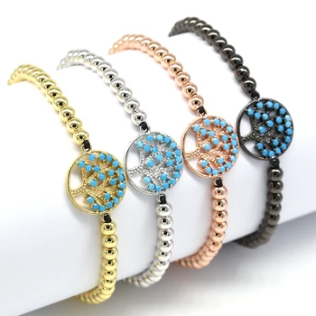 

10pcs/Lot Wholesale pulseira masculina Simple Adjustable Jewelry Crystal Tree Of Life Round Bracelets Bangles For Women