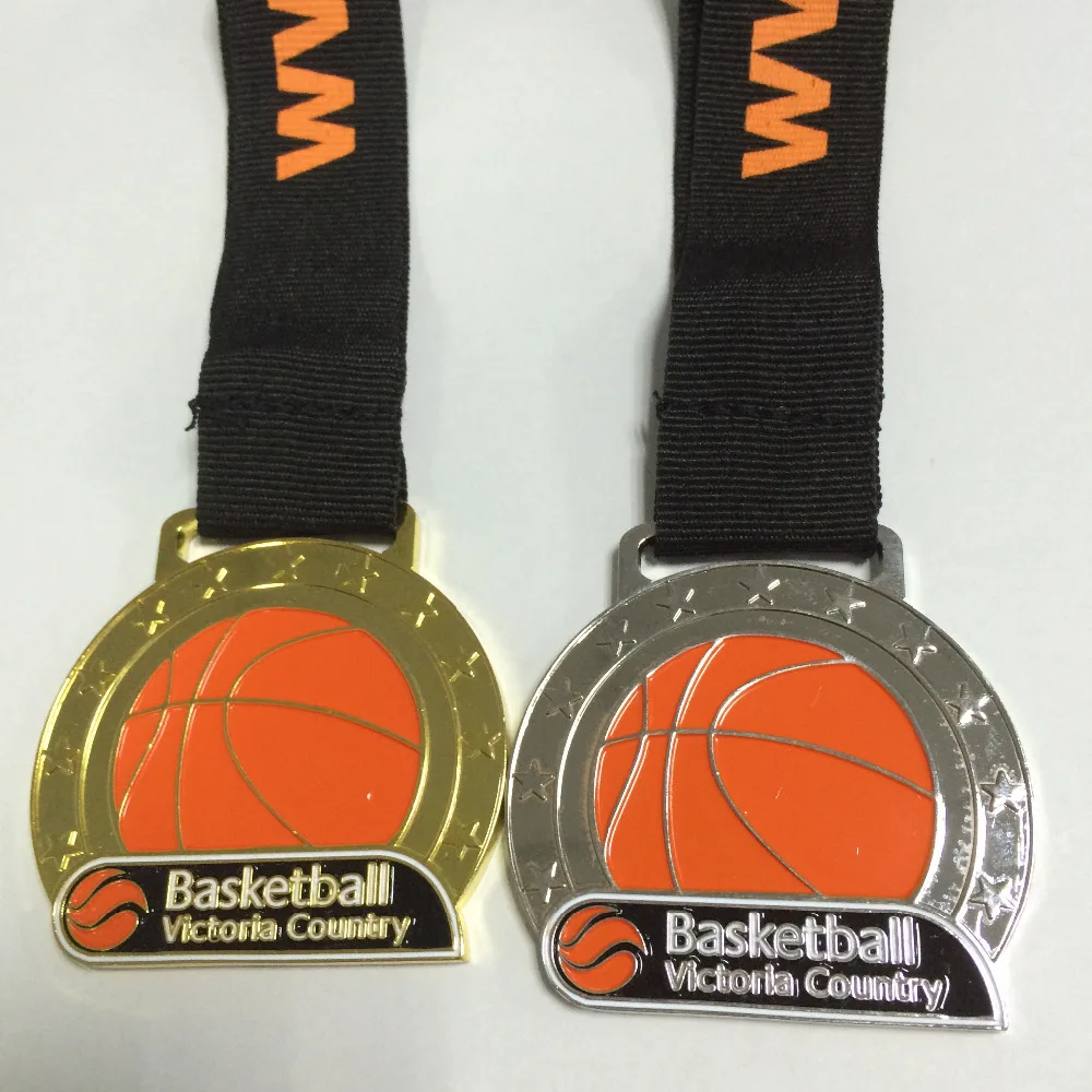 

basketball medal for school day with custom logo soft enamel --100pcs--50.8mm