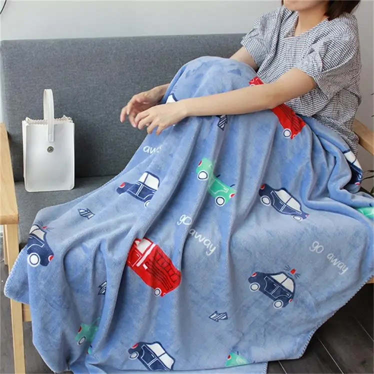 Fish car fox мягкое Фланелевое утяжеленное одеяло для младенцев одеяло для ребенка детское одеяло зимнее толстое одеяло чехол для дивана - Цвет: blue car 100X135cm