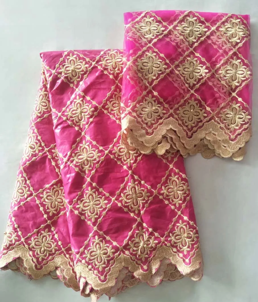 

New Senior 5 Yards pink Jacquard Beads. African Embroidered Bazin riche Getzner for party dress,French 2Yards Net Lace Fabric