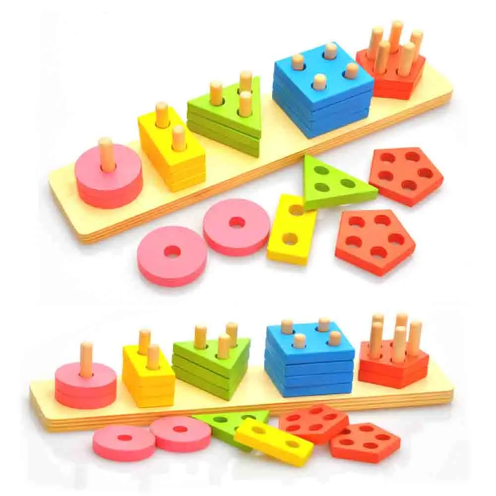 Деревянный Монтессори для изучения математики ресурсы детские развивающие игрушки для детей цветная геометрическая форма укладчик Сортировка доска здание