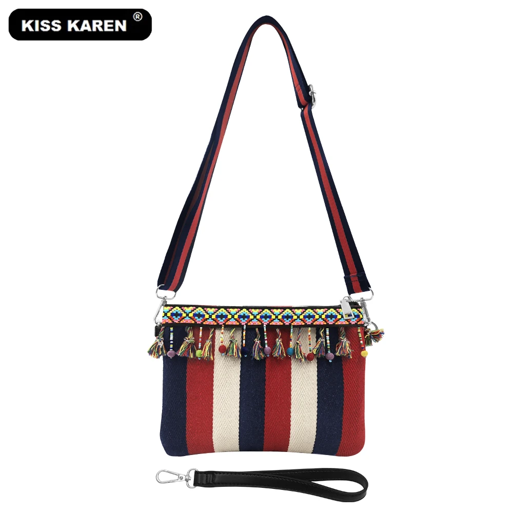

New 2019 High Quality Canvas Wristlets Fashion Women's Shoulder Bags Women Messenger Bags Popular Purse with Fringes