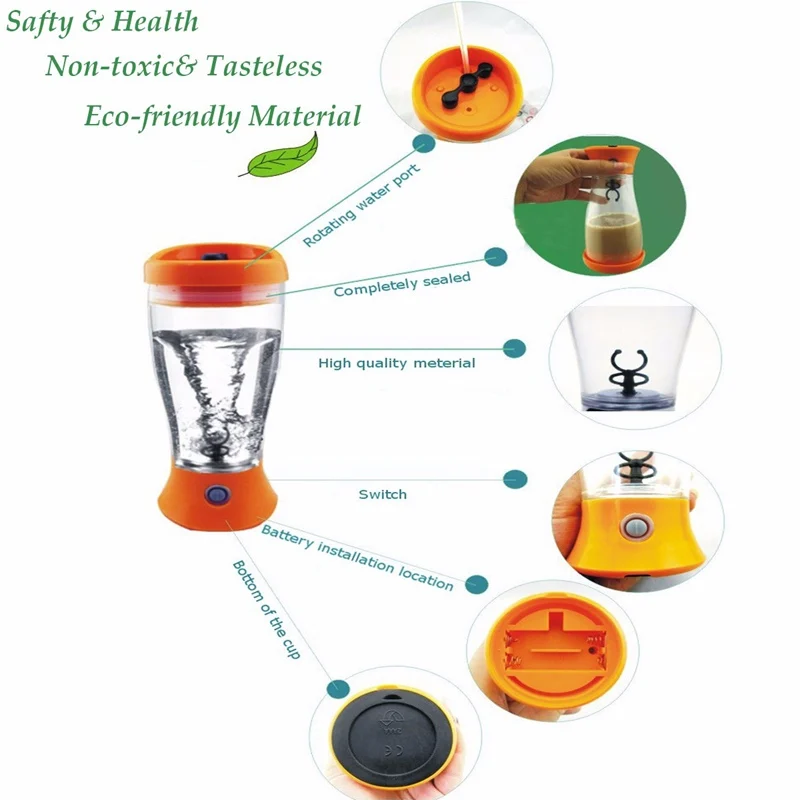 Электрический шейкер для протеина, автоматическая перемешивание, кружка, блендер, ленивый, самоперемешивание, торнадо, Миксер для питания, бутылка, чашка, 350 мл, фитнес, портативный