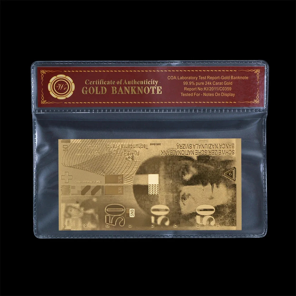 Дизайн Швейцарский 50 Франк позолоченная банкнота подарок с COA как сувениры
