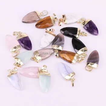 

8Pcs Natural Stone Pendant Arrowhead Shape Charms Gem Pendants For Jewelry Making Necklace