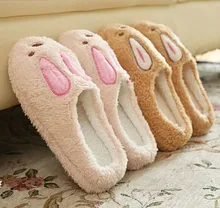 Retail Cute Lovely Rabbit Shoes Women Men Winter Slippers Velvet Soft Plush Animal Pattern Home Slippers For Lovers Indoor Shoes