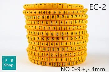 

600PCS (Each50pcs ) EC-2 3.6sq .mm~ 5.2sq.mm Cable Markers Letter 0 to 9 + - X 4sq.mm Cable Wire Markers