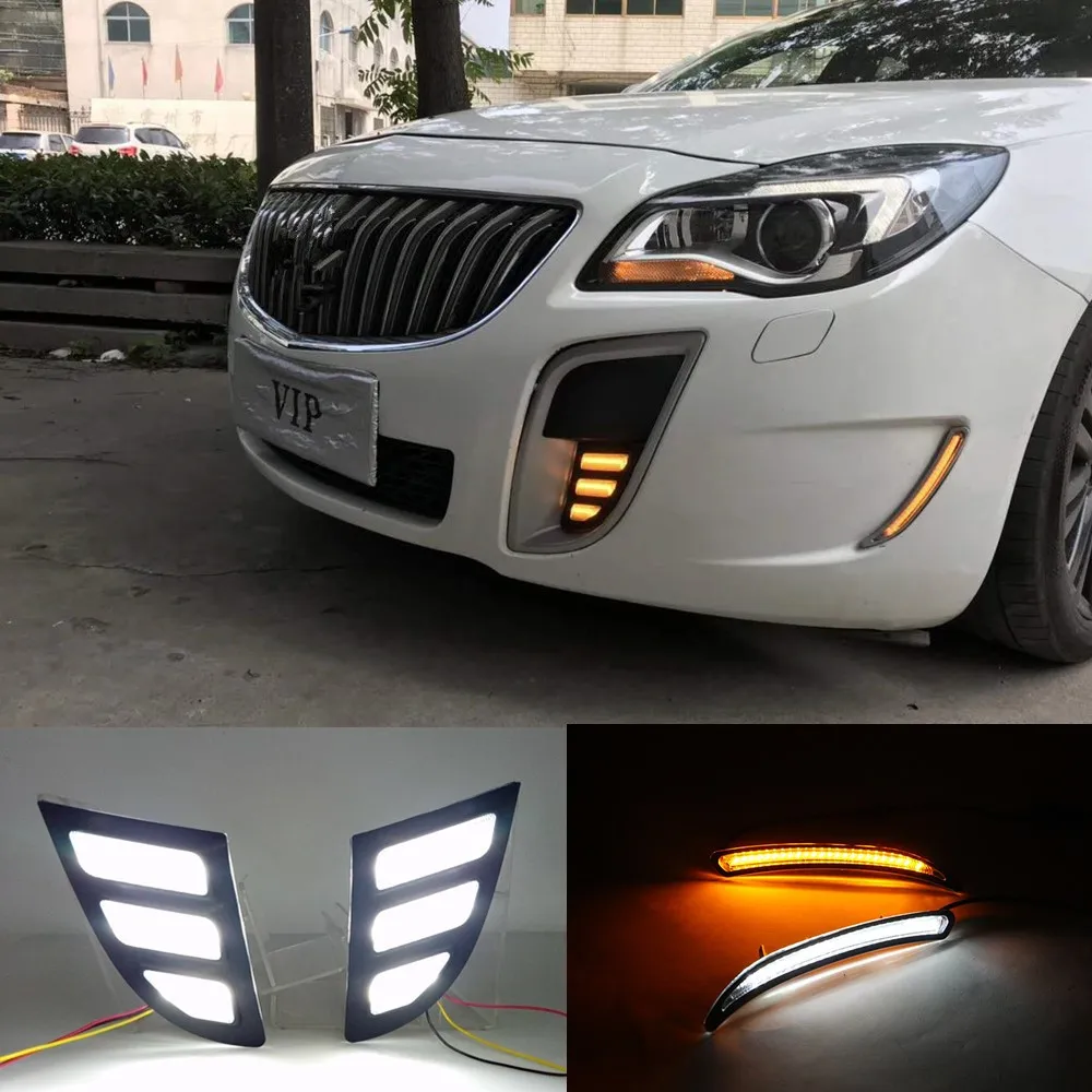 Car Flashing 2PCS LED DRL Daytime Running Light With Turn Signal For