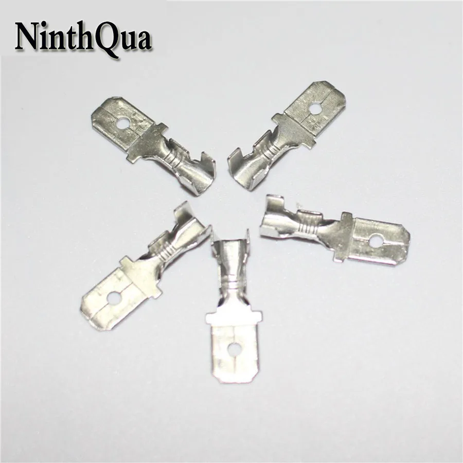 

50Pcs 6.3mm Male Crimp Spade Terminal Connection 6.3 mm Short Terminals Adaptor Connector Car Auto Boat Modified Accessories