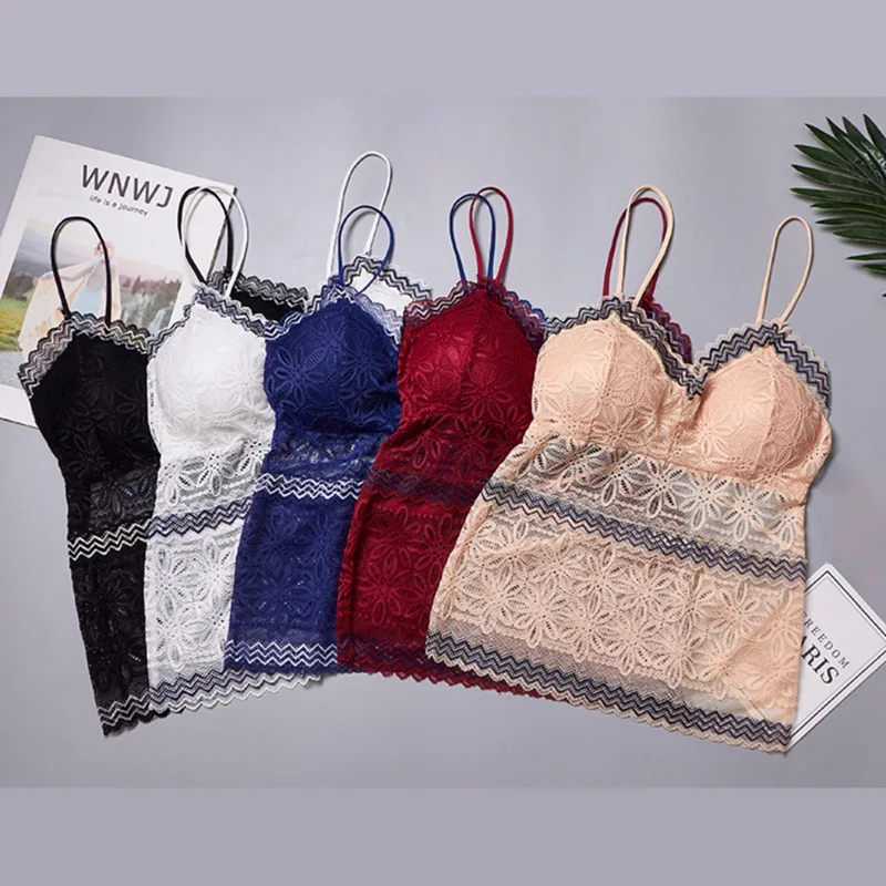 

Sexy Crop Tops Lace Floral Tube Top Female Camisoles Ladies Tanks Top Bralette Soft Tops