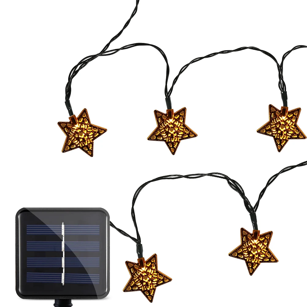 

Solar Powered Waterproof 4.8m 20 LEDs Iron Star String Lamp Warm White Outdoor Christmas Garden solar string light Decoration