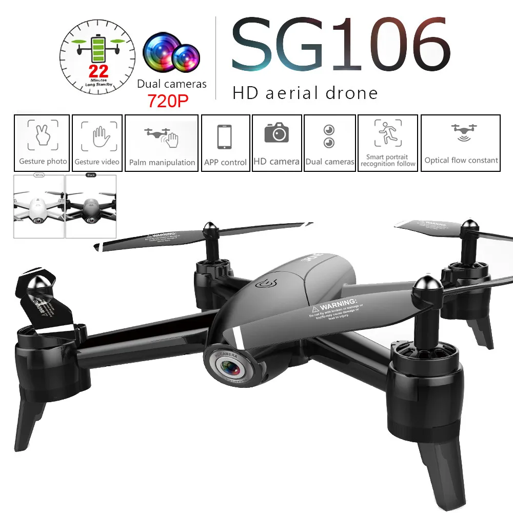 

SG106 2.4Ghz 4CH WiFi FPV Optical Flow Dual 720P HD Camera High Hold Mode Foldable Arm RC Quadcopter Drone