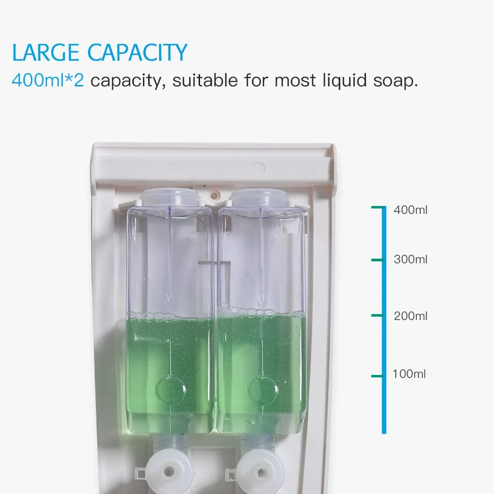 400 мл* 2 ABS пластиковый двойной дозатор для мыла настенный лосьон для рук Шампунь Душ заправка жидкого мыла дозатор