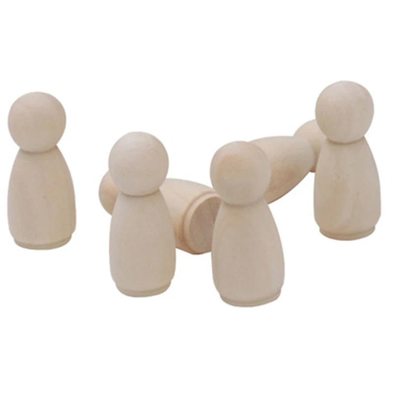 

20 Natural Unfinished Wooden Pieces Peg Doll Body People Shape For DIY Craft AU