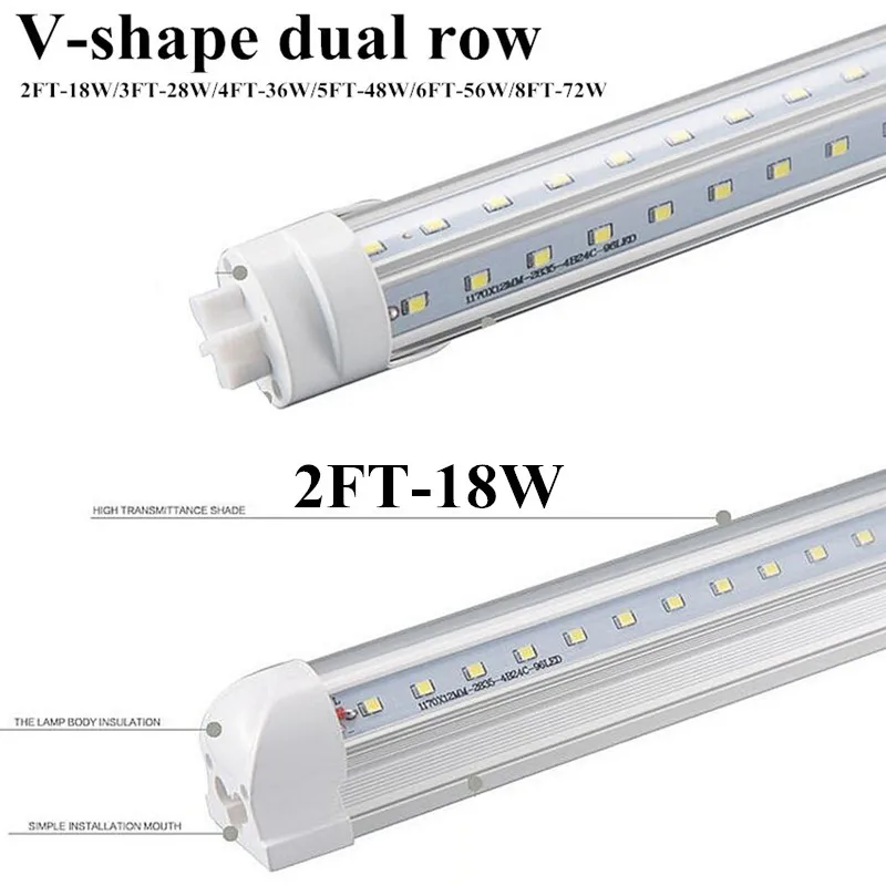 25 шт./лот двухрядный светодиодный трубки T8 лампа 2' 600 мм AC110V 220 v G13 интегрированы