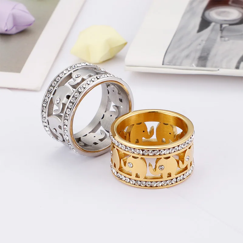 316L нержавеющая сталь CZ кольца в форме слона обручальное кольцо Роскошные ювелирные изделия для помолвки популярные женские винтажные ювелирные изделия в виде животных