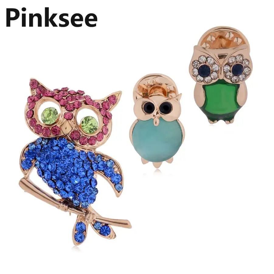 Cute Alloy Owl Brooches For Women And Men Crystal Bird Animal pins and brooches Jewelry Enamel Brooch Pins Christmas Gifts | Украшения и