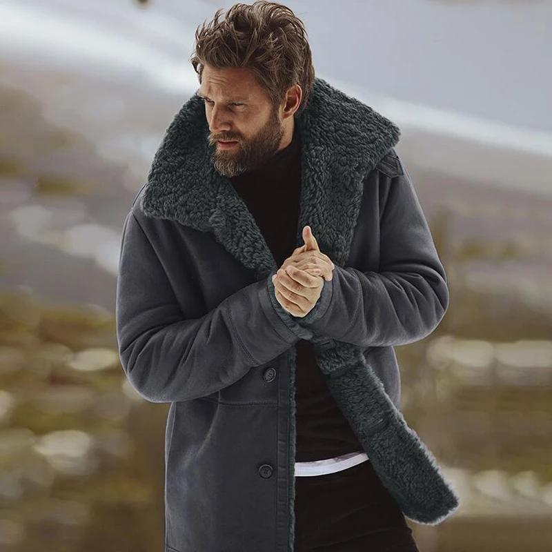 Зимнее пальто Мужская мода плюс бархатное теплое шерстяное пальто Мужская ветровка флиса Полушерстяное пальто Erkek Монт палто
