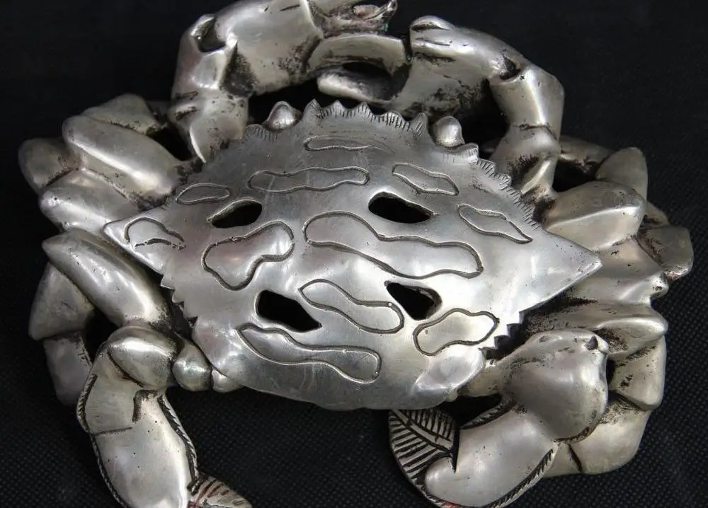 

China Royal White Copper Silver Decorative Sculpture Crab Incense Burner Censer