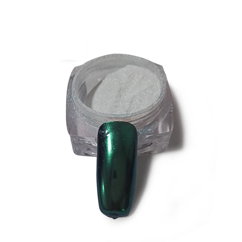 1g Box Magic Mirror Powder Green Chrome And For Nail Polish Gel Decoration Free Tool | Красота и здоровье