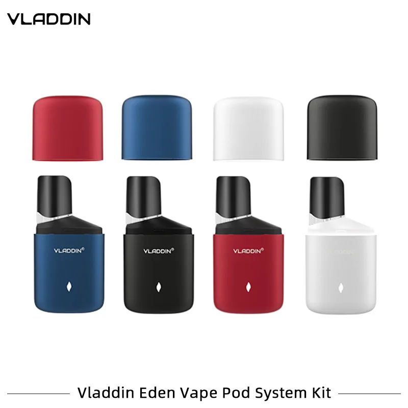 

Original Vladdin Eden Pod System Vape Kit Electronic Cigarettes 350mah Battery 1.5ml Refillable pod With Patented Ceramic Coil
