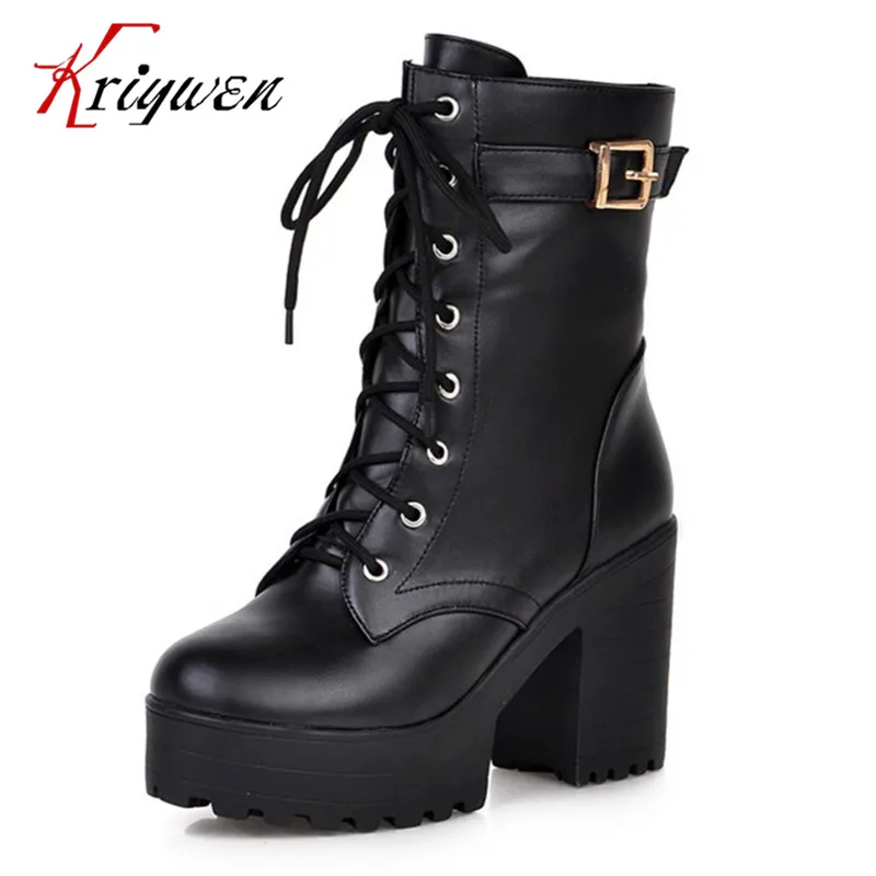 Plus size 34 43 new 2015 gothic punk shoes cosplay boots platform sexy zip winter square heel