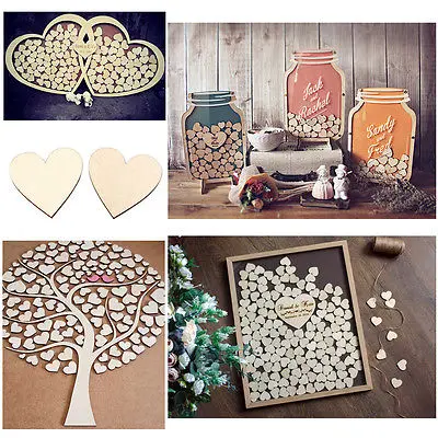 

100pcs Rustic Wooden Wood Love Heart Wedding Table Scatter Decoration Crafts