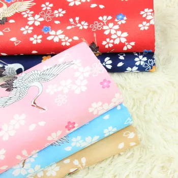 

half yard thin cotton fabric with soft breeze crane print, 100% cotton handmade DIY patchwork bag garment dress cloth A945