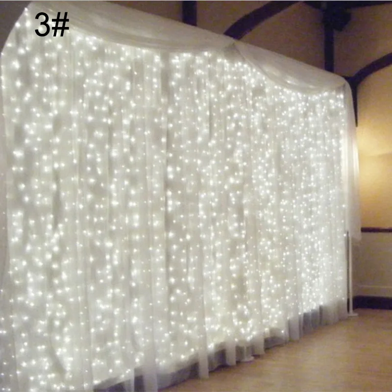 Из RU 3*3 м светодиодный гирлянды перезаряжаемый фестиваль свадебные украшения для дома окна шторы лампа LBShipping - Цвет: Белый