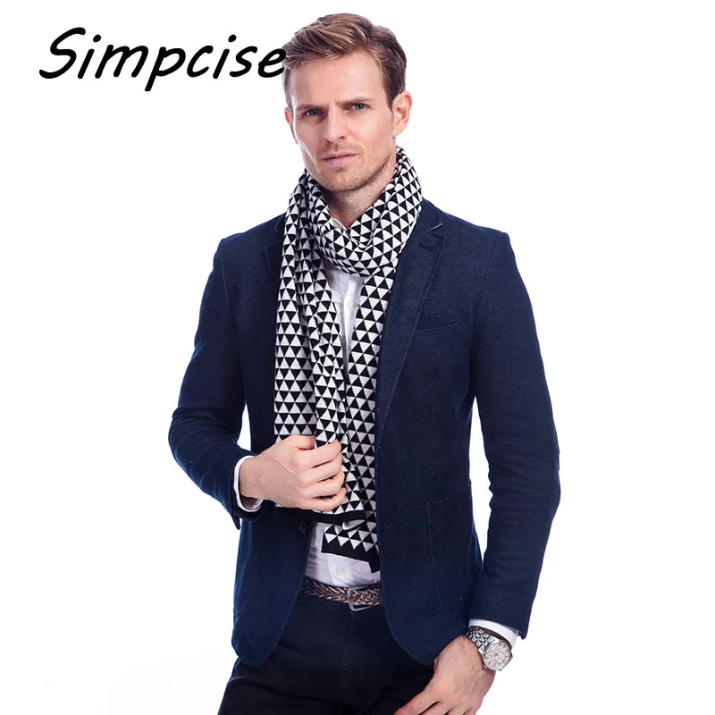 men's scarves & shawls Men's scarf New Fashion foulard homme Europe Winter knit Men Scarf Wrap Long Thick Warm Plaid Scarves Scarf male A3A18943 mens dress scarf