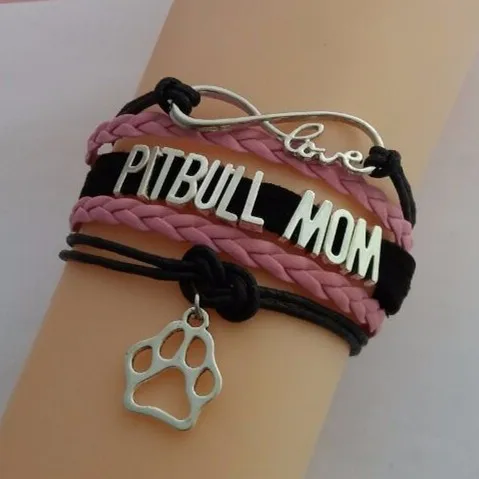 

Love Pit Bull Mom Bracelets handmade Charm Dog Puppy Bracelets pitbull bangles