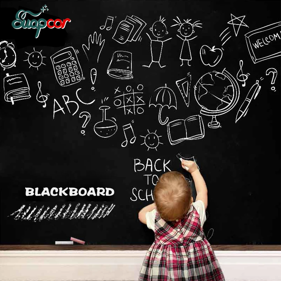

60x200CM Kids Creative Vinyl Chalkboard Wall Sticker Removable Blackboard Stickers Home Decor for Kids Room With Regular Chalks