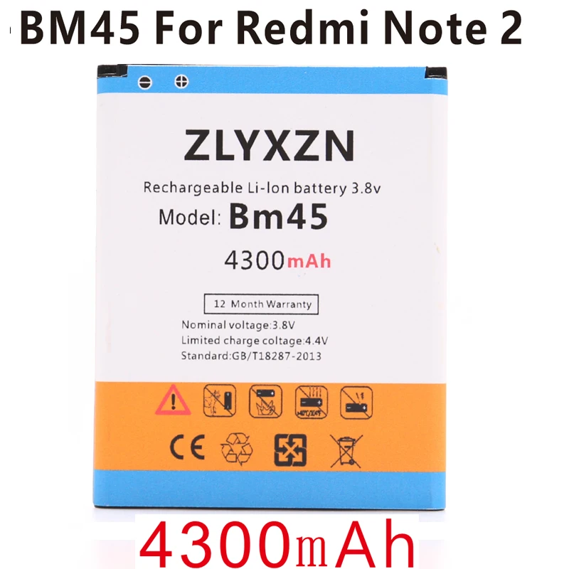 

4300mah BM45 Battery Polymer batteries For Xiaomi Redmi Note 2 Battery Red Rice Note 2 Prime Hongmi Note2 Batterie