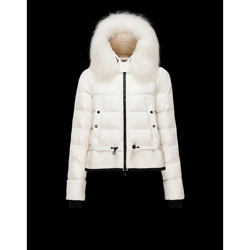 women's white coat with fur hood